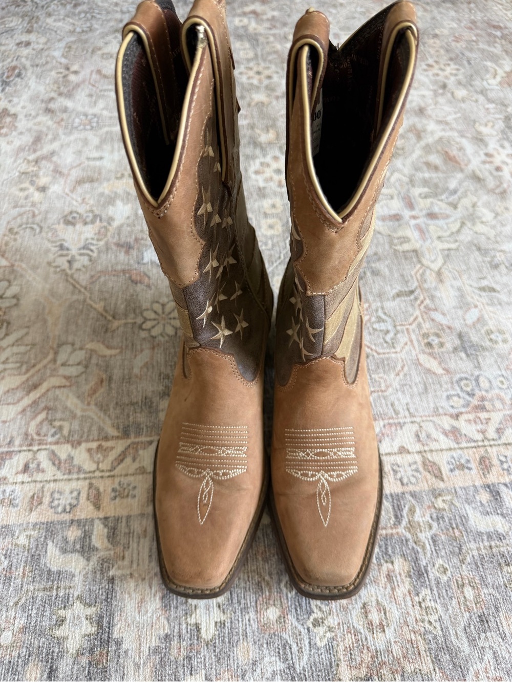 Durango Brown & Dark Brown Western Cowboy Boots with Star Stitching